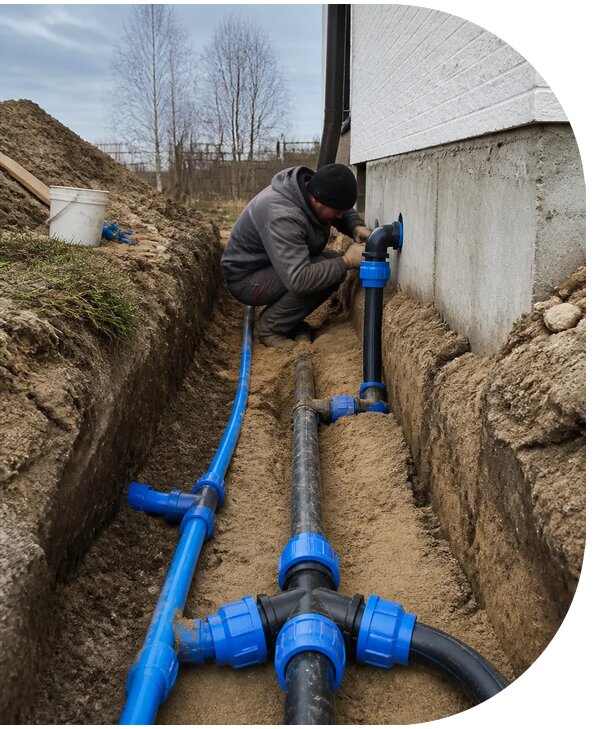 Монтаж наружного водопровода на участке под ключ в Арзамасе